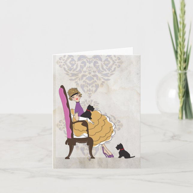 Ein Mädchen und ihre Hunde Karte (Vorderseite)