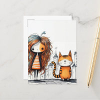 Ein Mädchen und ihre Katze