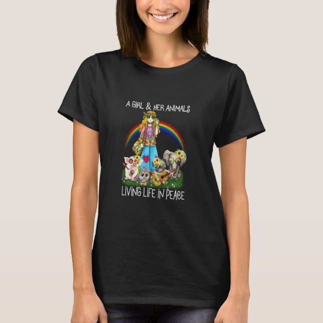 Ein Mädchen und ihre Tiere leben in einem friedlic T-Shirt (Vorderseite)