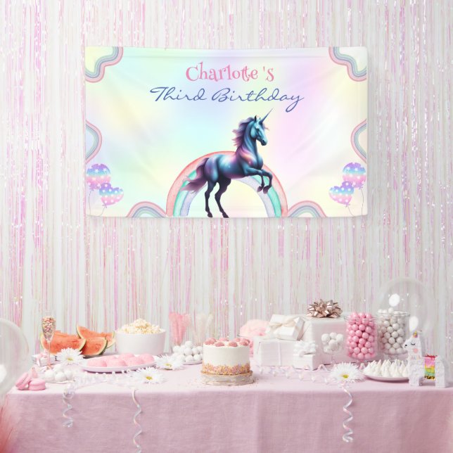 Ein magischer Regenbogen Einhorn Glückwunsch zum G Banner (Party)