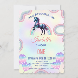 Ein magischer Regenbogen Einhorn Glückwunsch zum G Einladung