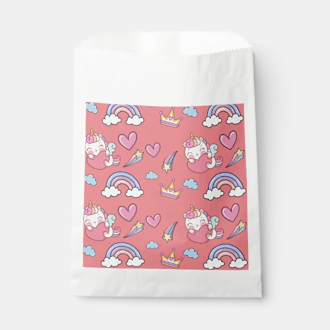 Ein magischer Regenbogen Einhorn Glückwunsch zum G Geschenktütchen (Vorderseite)