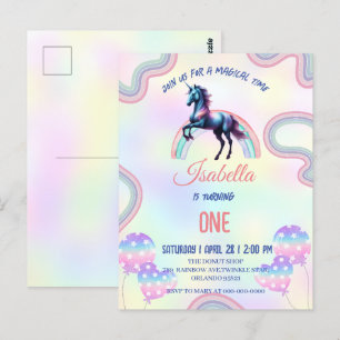 Ein magischer Regenbogen Einhorn Glückwunsch zum G Postkarte