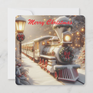 Ein magischer Winter Wonderland Weihnachtszug Karte
