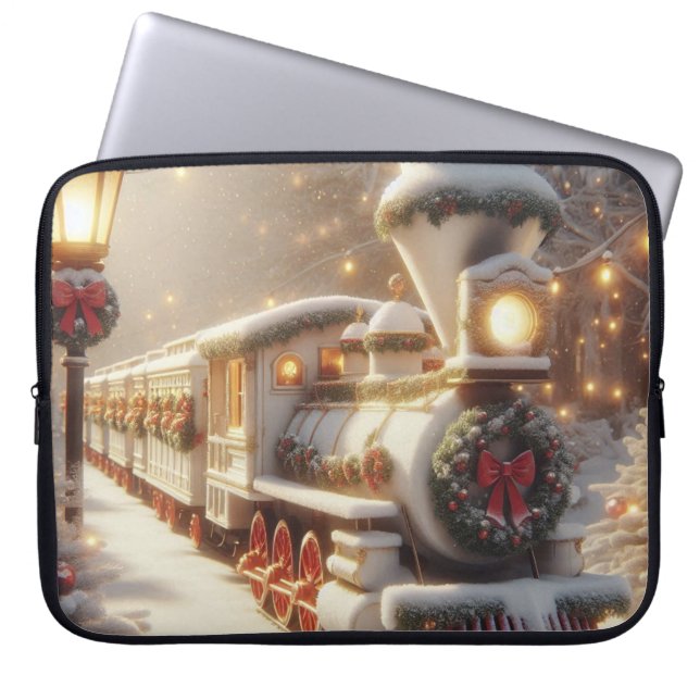 Ein magischer Winter Wonderland Weihnachtszug Laptopschutzhülle (Vorderseite)