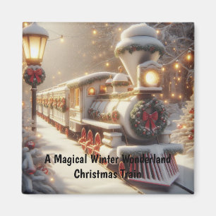 Ein magischer Winter Wonderland Weihnachtszug Magnet