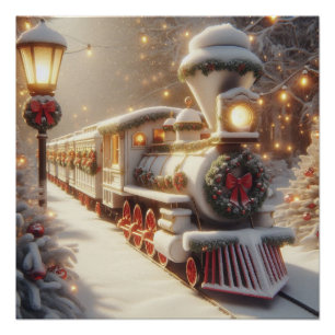Ein magischer Winter Wonderland Weihnachtszug Poster