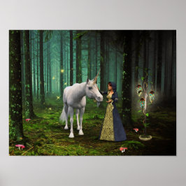 Ein magisches Meeting - Einhorn Fantasy Art Print Poster