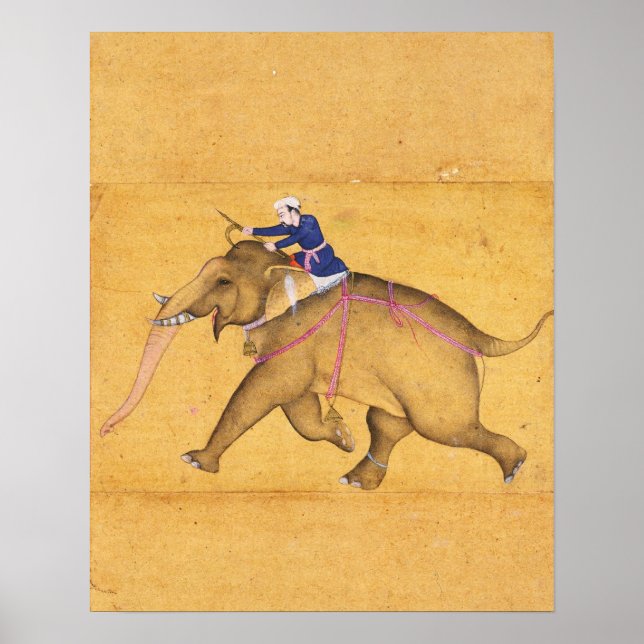 Ein Mahout, der auf einem Elefanten reitet, aus de Poster (Vorne)