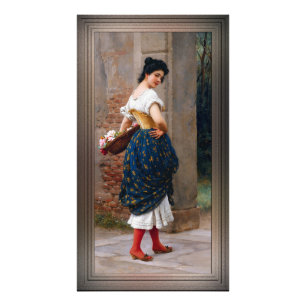 Ein Maiden mit einem Korb von Rose von Eugen von B Fotodruck