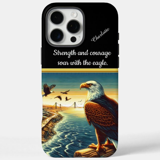 Ein majestätischer Adler überragt einen Sonnenunte iPhone 16 Pro Max Hülle (Rückseite)