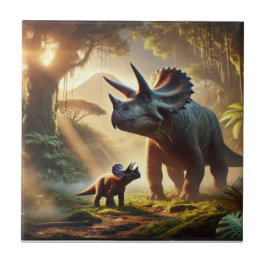 Ein majestätischer, erwachsener Triceratops Fliese