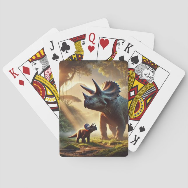 Ein majestätischer, erwachsener Triceratops Spielkarten (Rückseite)