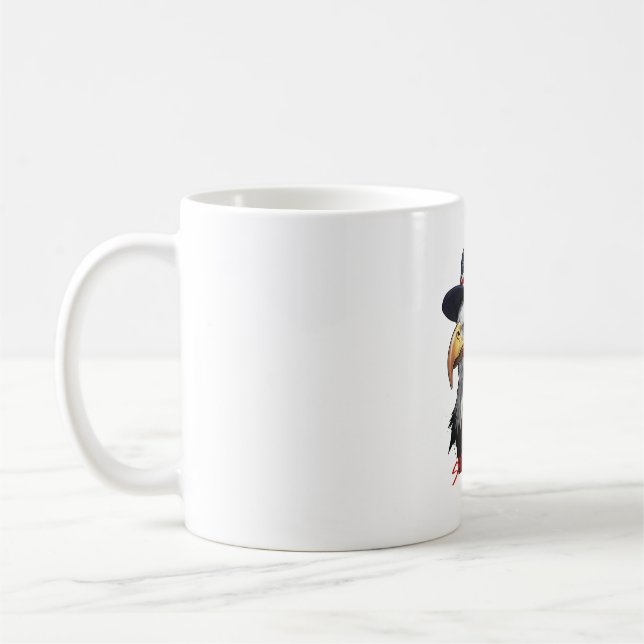 Ein majestätischer Glatzenadler, stolz verkörpert Kaffeetasse (Links)