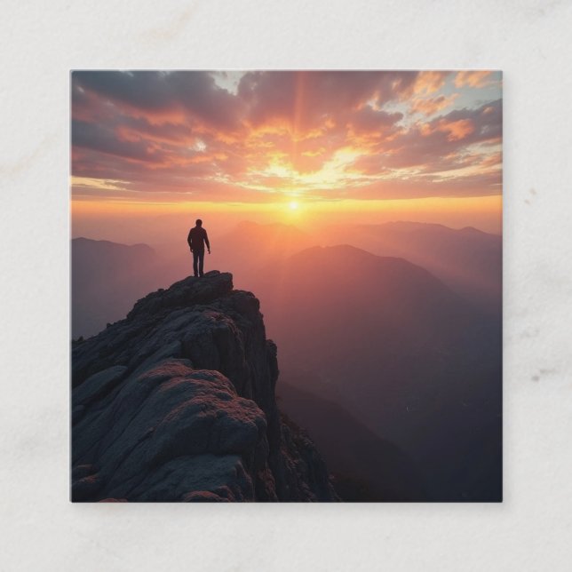 Ein majestätischer Sonnenaufgang vom Gipfel des Be Quadratische Visitenkarte (Vorderseite)