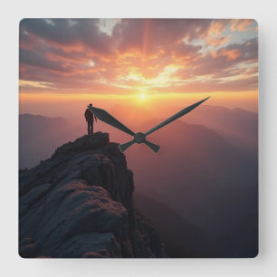 Ein majestätischer Sonnenaufgang vom Gipfel des Be Quadratische Wanduhr