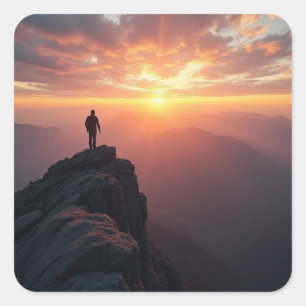 Ein majestätischer Sonnenaufgang vom Gipfel des Be Quadratischer Aufkleber