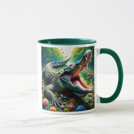 Ein majestätisches Krokodil in einem reichen Dschu Tasse
