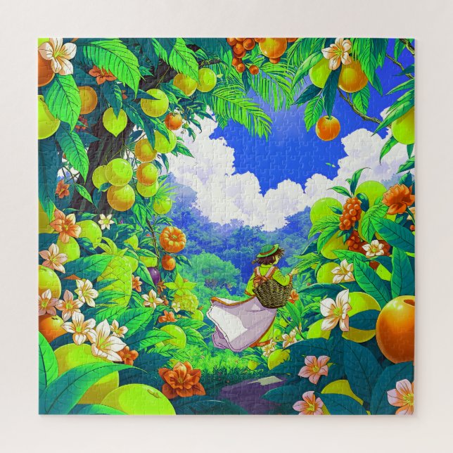 Ein malerischer tropischer Obstgarten (Vertikal)