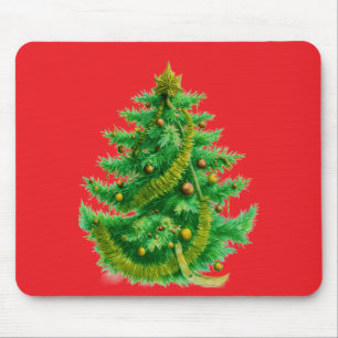 Ein Mandelbrot-Weihnachtsbaum mit roten und grünen Mousepad
