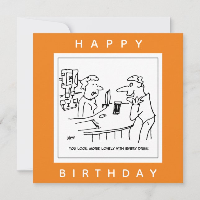 Ein Mann, der eine Barmaid in einem Pub-Cartoon hä Karte (Vorderseite)