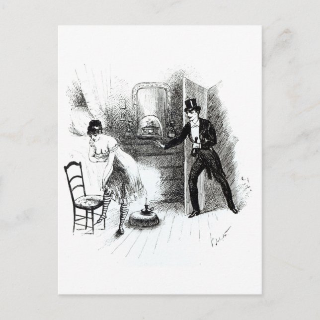 Ein Mann, der eine Prostituierte besucht Postkarte (Vorderseite)
