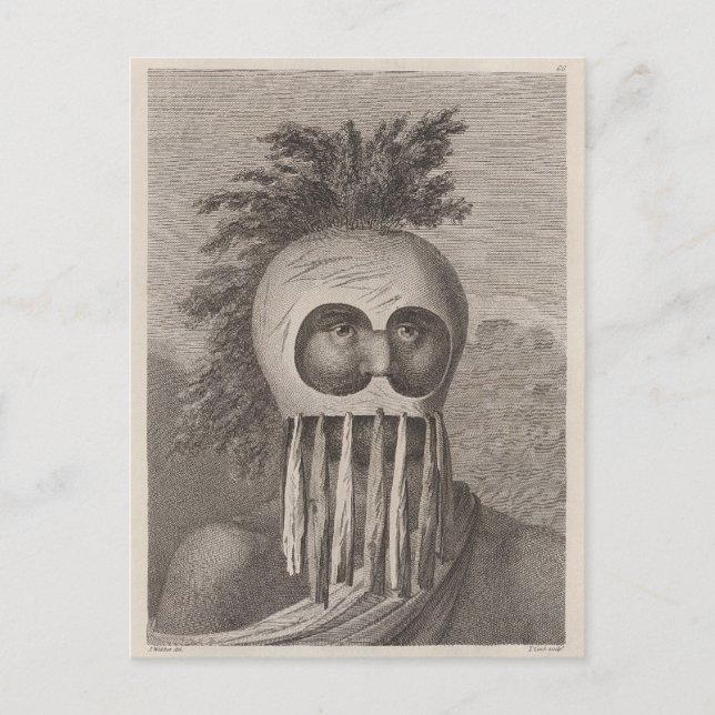 Ein Mann der Sandwich-Inseln in einer Maske - c. 1 Postkarte (Vorderseite)
