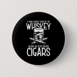 Ein Mann, der Whiskey und Zigarre Liebe Button