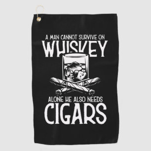 Ein Mann, der Whiskey und Zigarre Liebe Golfhandtuch