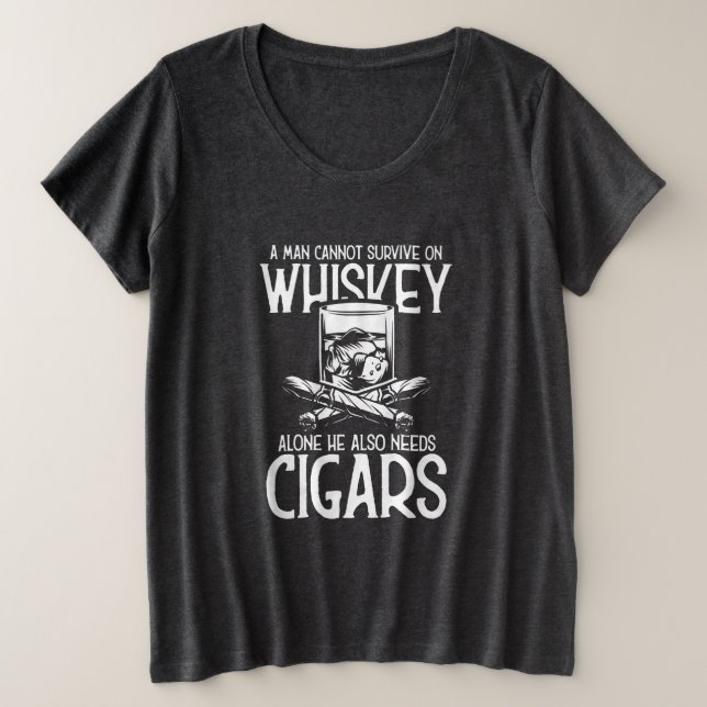 Ein Mann, der Whiskey und Zigarre Liebe Große Größe T-Shirt (Design vorne)