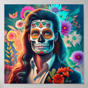 Ein Mann feiert Dia de Los Muertos Poster