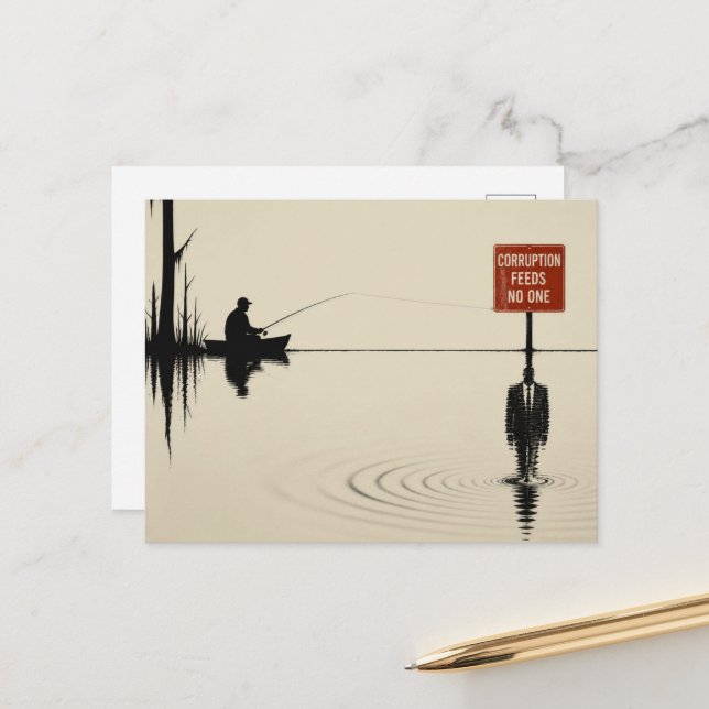 Ein Mann fischt Postkarte (Vorderseite/Rückseite Beispiel)