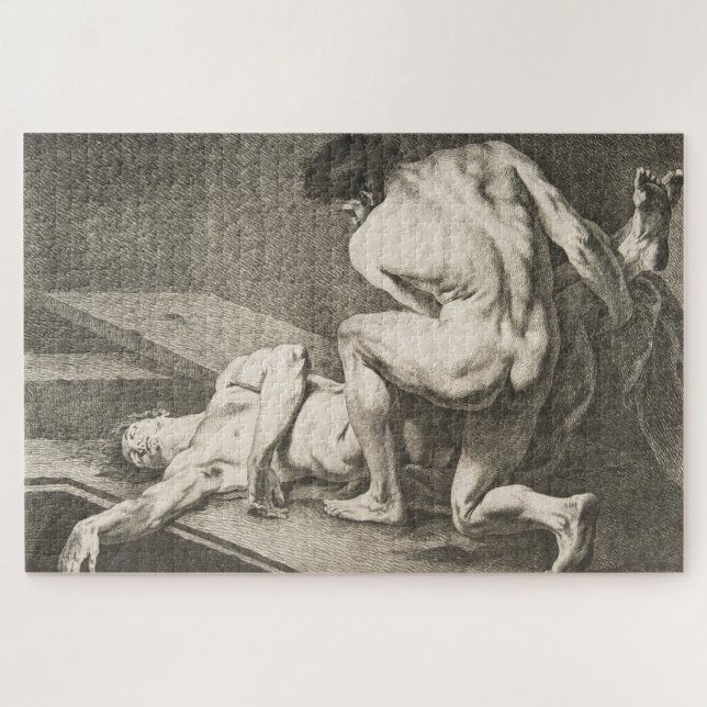 Ein Mann hebt die Legen eines anderen Mannes (Horizontal)