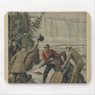 Ein Mann in einem Fass, welches das Niagara Falls Mousepad