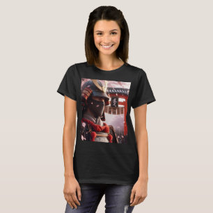 Ein Mann in einem Samurai steht vor einem roten Sa T-Shirt