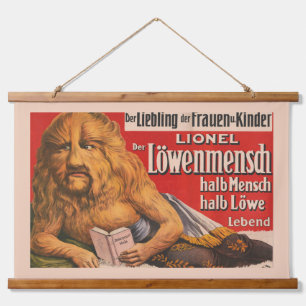 Ein Mann mit Löwenkopf liest Shakespeare, 1913. Wandteppich Mit Holzrahmen