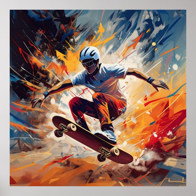 Ein männlicher Skateboarder. Poster (Vorne)