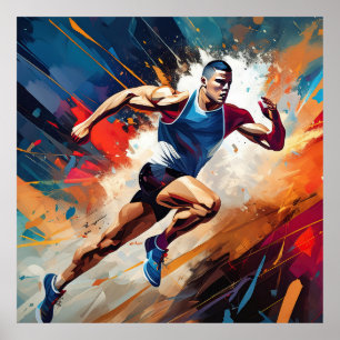 Ein männlicher Track und Feldsportler. Poster