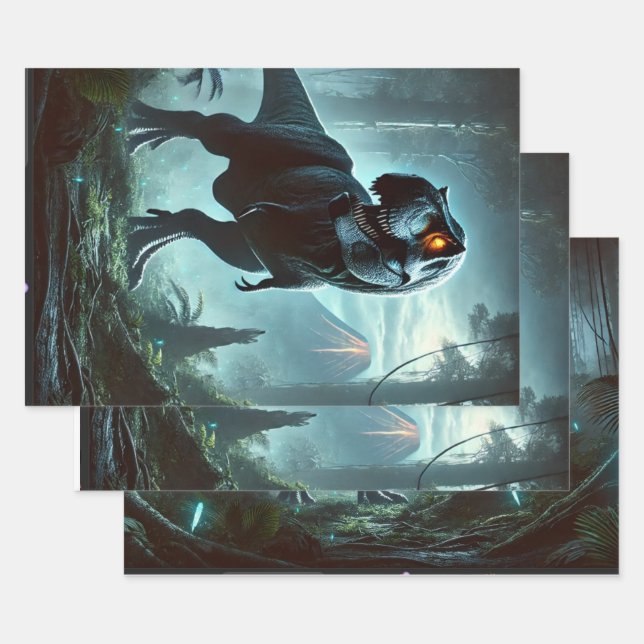 Ein massiver Tyrannosaurus-Rex Geschenkpapier Set (Set)