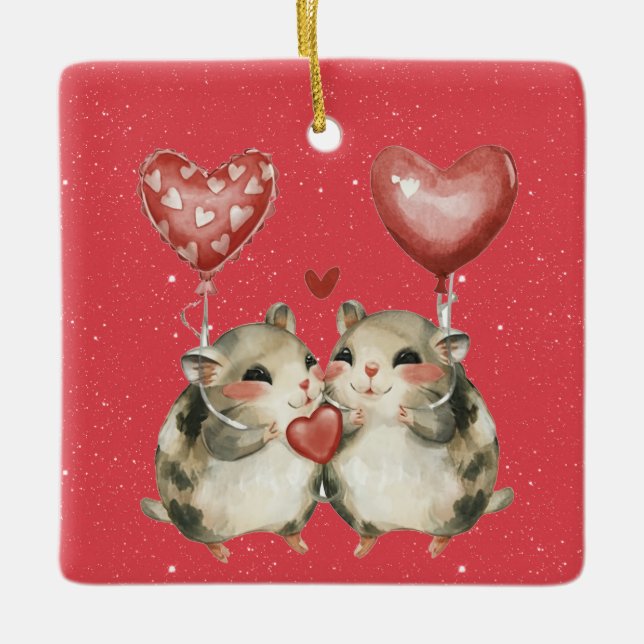 Ein Maus-Paar in der Liebe Valentine Keramikornament (Vorderseite)