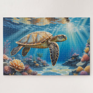 ein Meer Schildkröten, die in einem Korallenri