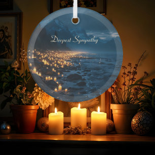 Ein Meer von Kerzenlichtern am Strand, Mitgefühl Ornament Aus Glas