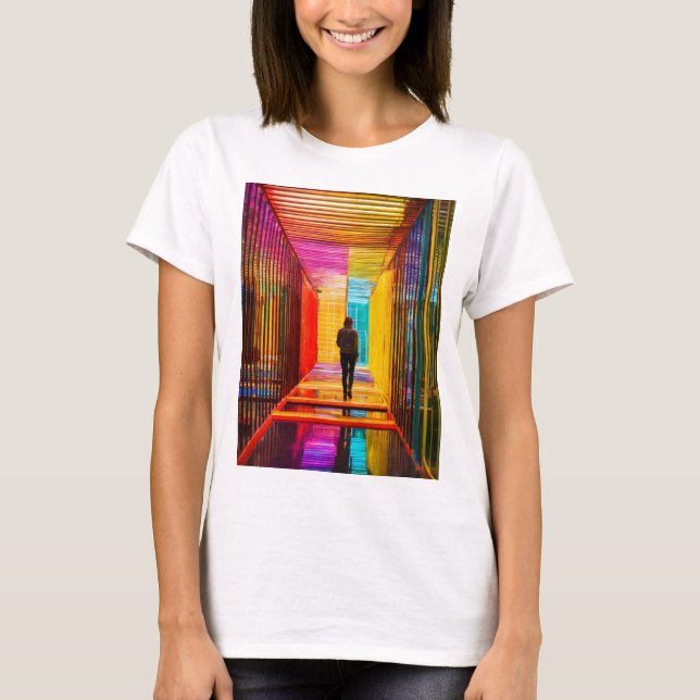 Ein Mensch steht inmitten eines riesigen Labyrinth T-Shirt (Vorderseite)