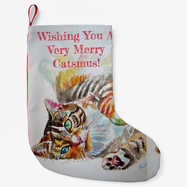 Ein Merry Catsmus Weihnachtsgeschenk Strumpf Kleiner Weihnachtsstrumpf (Vorderseite)