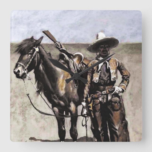 Ein mexikanischer Buccaro in Texas von Frederic Re Quadratische Wanduhr (Vorderseite)