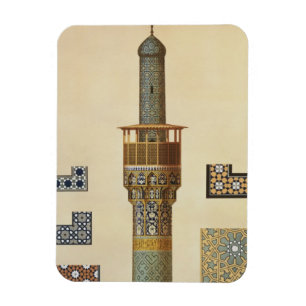 Ein Minarett und Keramik-Details von der Moschee Magnet