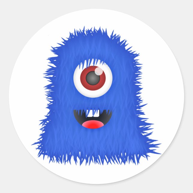 Ein mit Augen blaues Monster Runder Aufkleber (Vorderseite)