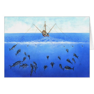 Ein mit der Schleppangel fischenes Boot