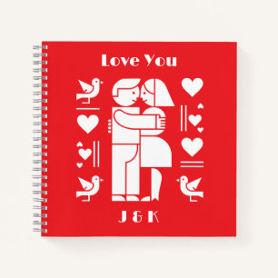 Ein modernes Bauhaus Valentinstag Notizbuch