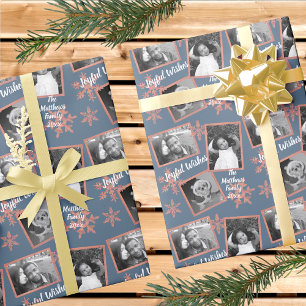 Ein modernes blaues Rustikales Schneeflockenmuster Geschenkpapier